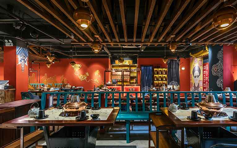 连锁火锅店装修效果图案例