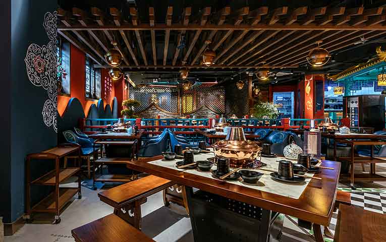 连锁火锅店装修效果图案例