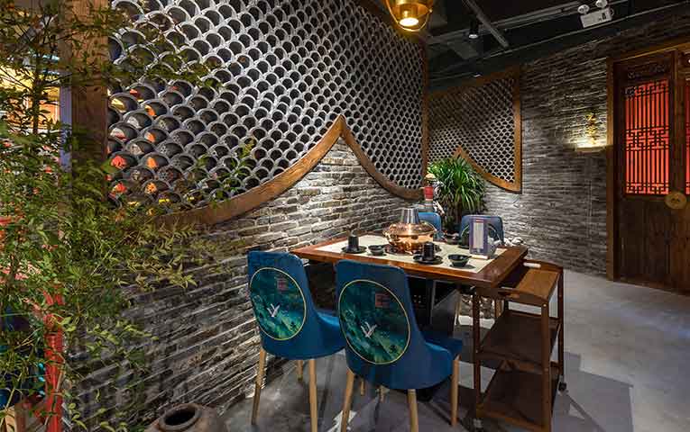 连锁火锅店装修效果图案例